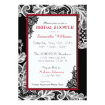Black Red and White Lace Bridal Shower Card