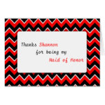 Black, Red Chevron Bridal Party Thank You Note Card