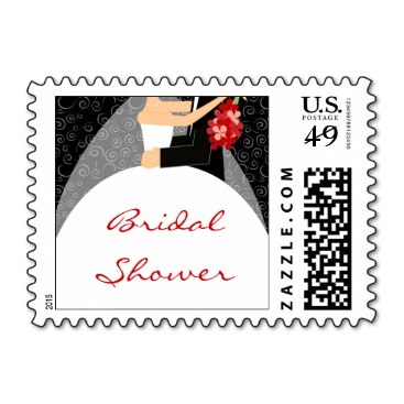 Black White and Red Bridal Shower Stamps