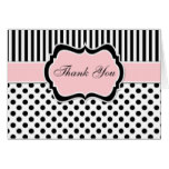 Black, White, Blush Pink Thank You Card