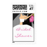 Black/White Bride & Groom Bridal Shower Stamp