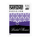Black, White, Purple Damask Bridal Shower Stamp