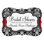 Black/White/Red Damask Round Bridal Shower Card