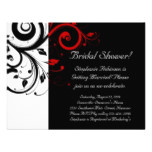 Black, White, Red Swirl Bridal Shower / General Card