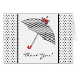 Black & White Shower Umbrella Thank You Note Card
