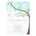 Blue and Green Floral Bird Bridal Shower Card