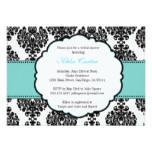 Blue Bridal Shower Invitations Damask