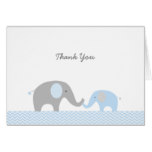 Blue Chevron Elephant Thank You Cards