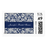 Blue Damask Bridal Shower Wedding Stamps