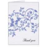 Blue Floral Blossom Swirls Thank you card