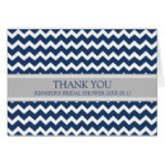 Blue Gray Chevron Bridal Shower Thank You Card