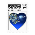 BLUE HEART & FORGET ME NOTS WEDDING PARTY RSVP POSTAGE