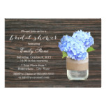 Blue Hydrangea Mason Jar Wood Bridal Shower Card