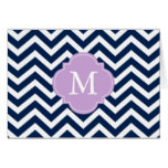Blue & Lavender Zigzags Pattern Monogram Card