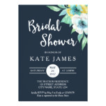 Blue Watercolor Floral Bridal Shower Invitation