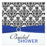 Blue, White, and Black Damask Bridal Shower Invite