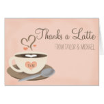 Blush Monogram Heart Coffee Cup Wedding Thank You Card