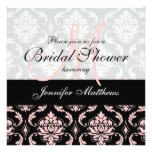 Blush Pink Black Damask Bridal Shower Invitation
