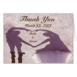 Bridal Couple Shadow Heart Thank You Greeting Card