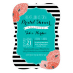 Bridal or Baby Shower Invitaion - Bold Stripe Teal Card