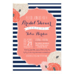 Bridal or Baby Shower Invitation Bold Stripe Coral