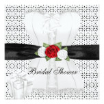 Bridal Shower Black White Corset Red Roses Flower Card