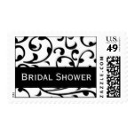 Bridal Shower Black & White Damask Postage