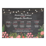 Bridal Shower Chalk Coral Itinerary Bachelorette Card