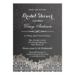 Bridal Shower - Elegant Black Silver Damask Card