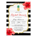 Bridal Shower Gold Glitter Pineapple Red Hibiscus Card