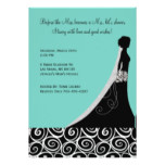 Bridal Shower Invitations in Teal and Black