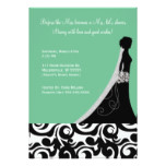 Bridal Shower Invitations Mint Green Damask