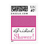 Bridal Shower Lipstick Pink Flowers and Stars Postage