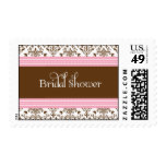 Bridal Shower Pink & Brown Damask Wedding Stamp