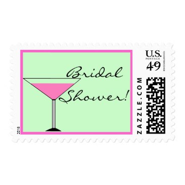 Bridal Shower-Pink Cosmo Martini-Wedding Postage Stamps