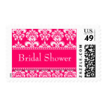 Bridal Shower Pink Damask Postage Stamps