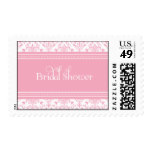 Bridal Shower Pink & White Damask Wedding Stamp