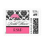 Bridal Shower Postage Hot Pink Damask