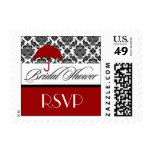 Bridal Shower Postage Stamps Black & White Damask