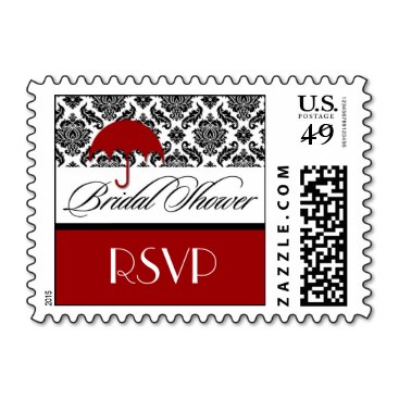 Bridal Shower Postage Stamps Black & White Damask