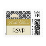 Bridal Shower Postage Stamps Gold Damask