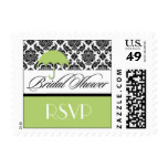 Bridal Shower Postage Stamps Lime Black Damask