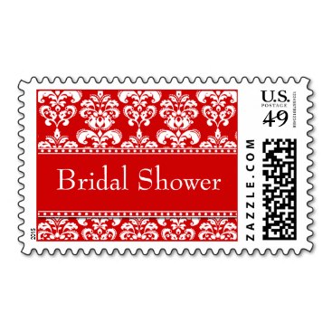Bridal Shower Red Damask Postage Stamps