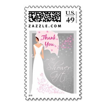 Bridal Shower Thank You Postage - Gray and Pink