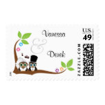 Bride And Groom Wedding Owls Postage
