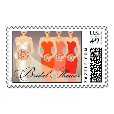 Bride and her Bridesmaids Bridal Shower | orange Postage