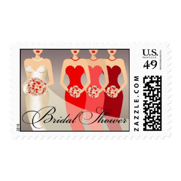 Bride and her Bridesmaids Bridal Shower | red Stamps
