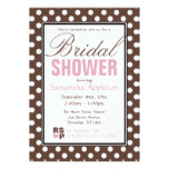 Brown Polka Dot Pink Bridal Shower Invitations