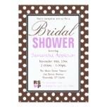 Brown Polka Dot Purple Chevron Bridal Shower Card