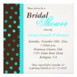 Brown w/Turquoise Dots Bridal Shower Invitation